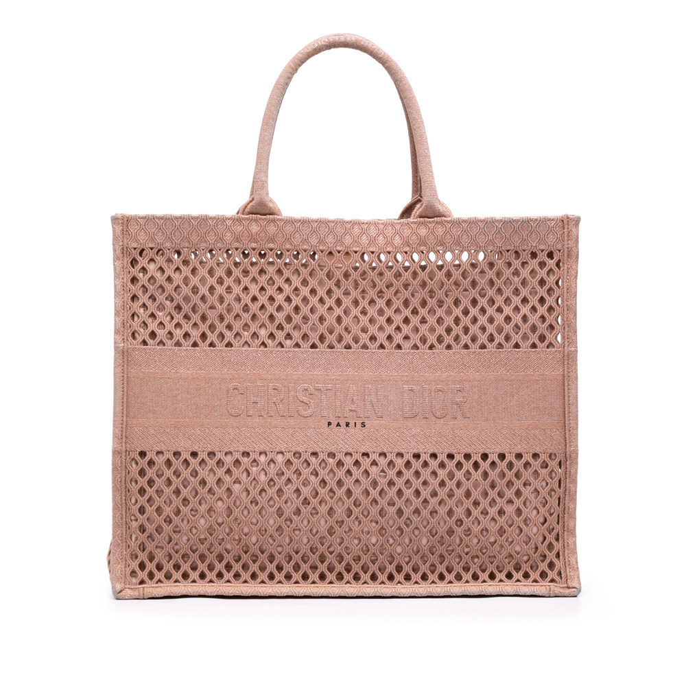 Pre-Loved Dior Large Embroidered Mesh Book Tote